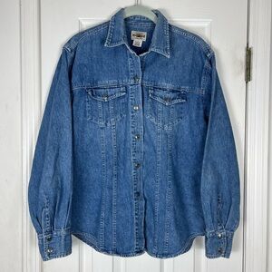 County Seat Vintage 90’s Denim Shirt Women’s L Snap Front